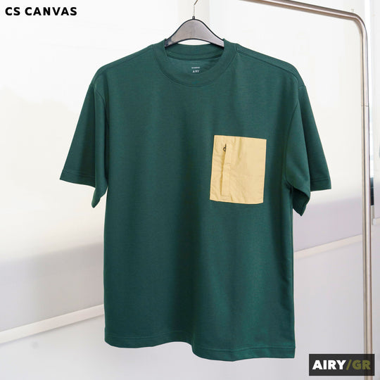 AIRY เสื้อยืดทรงโอเวอร์ไซซ์ มีกระเป๋าซิป